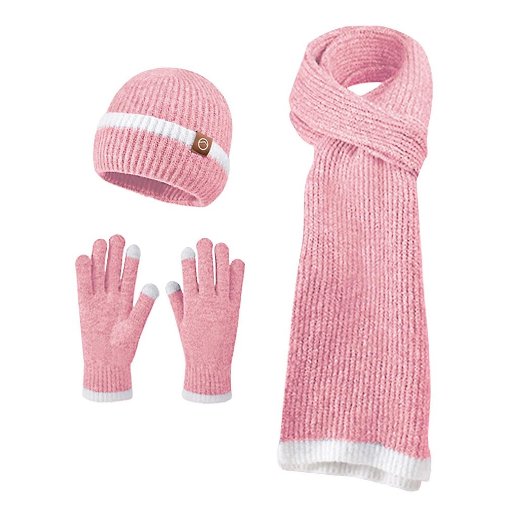 3320 Beanie Hats Beanie Hats Scarf Touchscreen Gloves Set Warm Knit Thick